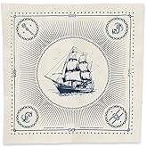 Colter Co. Vintage Inspired Nautical Bandana, 100% Cotton, Made in USA, 22x22 Inches, Bandanas for Men & Women, Gifts for Men, Campers, Sailors, Navy, Retro Marine Design