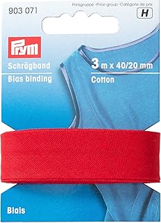 Prym 903071 Schrägband Baumwolle, 40/20 mm, 3 m, rot, 100% CO, Falzung