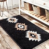 DEXDE Black Bathroom Rugs Mat 20x32, Aztec Boho Bath Rugs Long Western Plush Non Slip Machine Washable Bath Mats Large Luxury Soft Absorbent Modern Carpet for Floor, Tub, Shower, Kitchen, Entryway