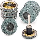 Sbestily 10PC Curved Flap Discs 2 Inch 60 Grit Die Grinder Sanding Disc | Quick Change Pad + 1/4" Holder, for Metal R-Corner, Grooves, Contour &amp; Surface Grinding Deburring Weld Rust Paint Removal