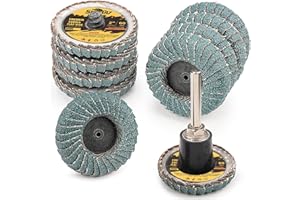Sbestily 10PCS 60 Grit Curved Flap Disc 2 Inch Roll Lock Quick Change Sanding Discs 1pcs 1/4" Holder Surface Grinding Disc for Die Grinder Metal Surface Grind Burr Finish Weld Rust Paint Removal