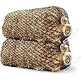 Bloomoak Slow Hay Net Feeder for Horses, Durable Soft Black PE 2/3 String Hay Bales Bags, Fit 36x18x18 to 47x25x17 Inches, Extends 50-64 Inches (2 1.6" Hole/2PC)