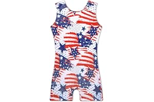 TENVDA Leotards for Girls Gymnastics Kids Children Biketard with Shorts Sparkly Unicorn Dance Unitards（Multiple Colors）