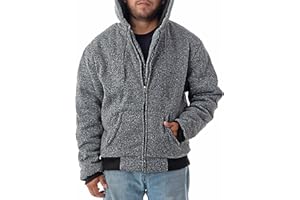 Jvini Men's Ultra Soft Sherpa Lined Hoodie - Full Zip Fleece Lining Heavy Duty Sweatshirts