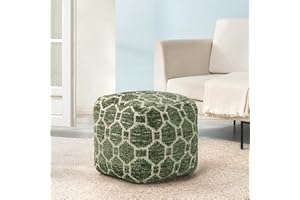 Anji Mountain 100% Handmade & Handcrafted Comfortable Home Décor Pouf Ottoman Footrest for Living Room, Bedroom, Nursery, Kidsroom, Patio Furniture - (20" x 20" x 20" - Green)