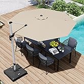 paramondo Patio Umbrella, 11FT Outdoor Cantilever Umbrella with 360-degree Rotation for Garden, Deck, Backyard, Pool and Beach, Beige