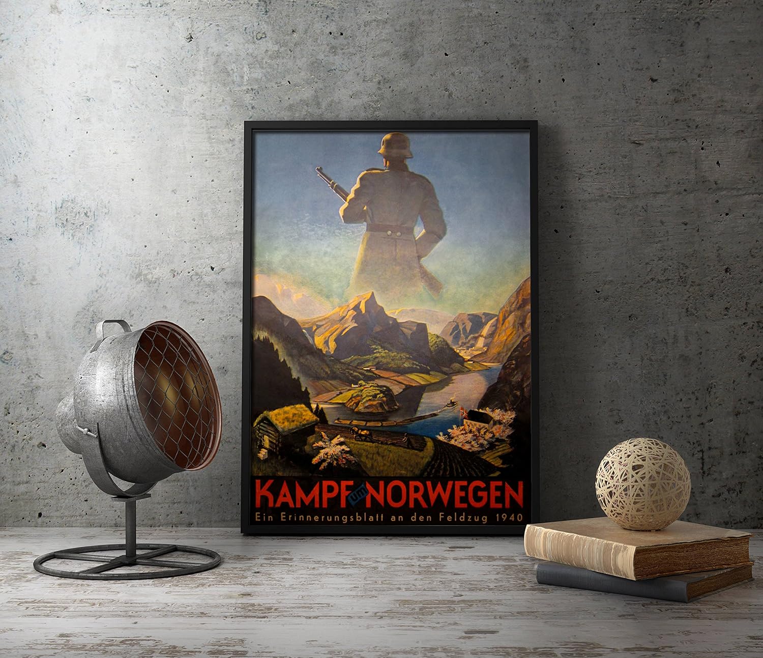 WW2 German Propaganda Poster - KAMPF UM NORWEGEN - WWII Military Wall Art Decor idea for Home, Office, Living Room, Bedroom, Garage, Military collector