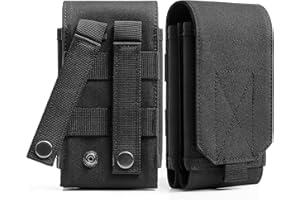 Urvoix Dual Cell Phone Holster, Belt Phone Pouch, Molle Phone Holder Belt Case for iPhone 16 Pro Max/iPhone 15 14 13 12 Pro Max/iPhone 16 15 14 Plus, Tactical Accessories Bag for Outdoor Hiking