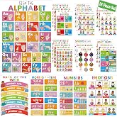 YIYDONG 24 ASL Posters for Kids Beginners, American Sign Language Posters for Classroom Decor Home School Daycare, Colorful ASL Alphabet Numbers Charts for Toddlers Adults Special Needs