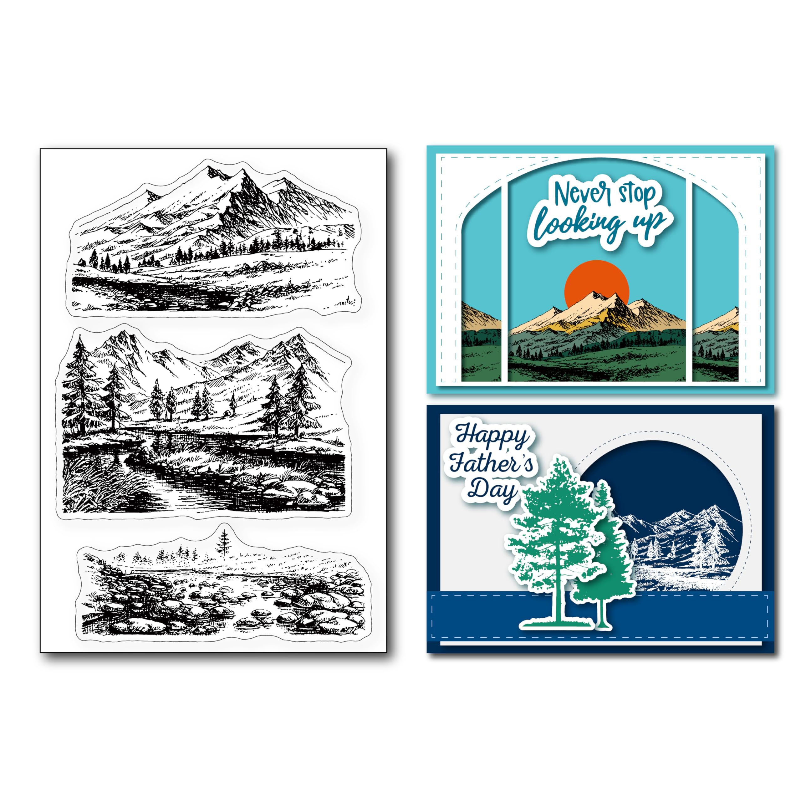 arriettycraft Natural Scenery Mountains Rivers Decorative Clear Stamps for Card Making and DIY Scrapbooking