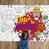 Day of The Dead Giant Coloring Poster for Kids Dia De Los Muertos Large Coloring Posters Sheets Sugar Skulls Tablecloth Mexican Fiesta Party Banner for Home Wall Decor Drawing DIY Painting Crafts