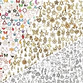 SANNIX 350Pcs Charm for Jewelry Making, Assorted Gold Enamel Charms, Mixed Bulk Antique Gold Tibetan Silver Jewelry Bangle Charm Pendants for Bracelet Necklaces Earrings Making Supplies