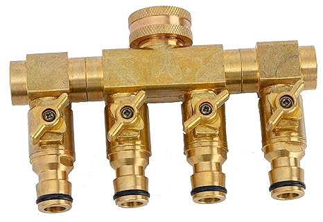 UPP Wasserverteiler 4 Wege für 1/2' und 3/4' Anschlüsse/Wasserhahn Anschluss/Wasserhahnadapter/Schlauchanschluss/Wasseranschl