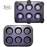 Stately Kitchen's Deluxe Commercial Grade Mini Cheesecake Pan with Removable bottom, Set of two, 6 Cavities / Mini Quiche Pan / Cupcake Pan / Muffin Tin / Mini Dessert Pan / Tart Pan