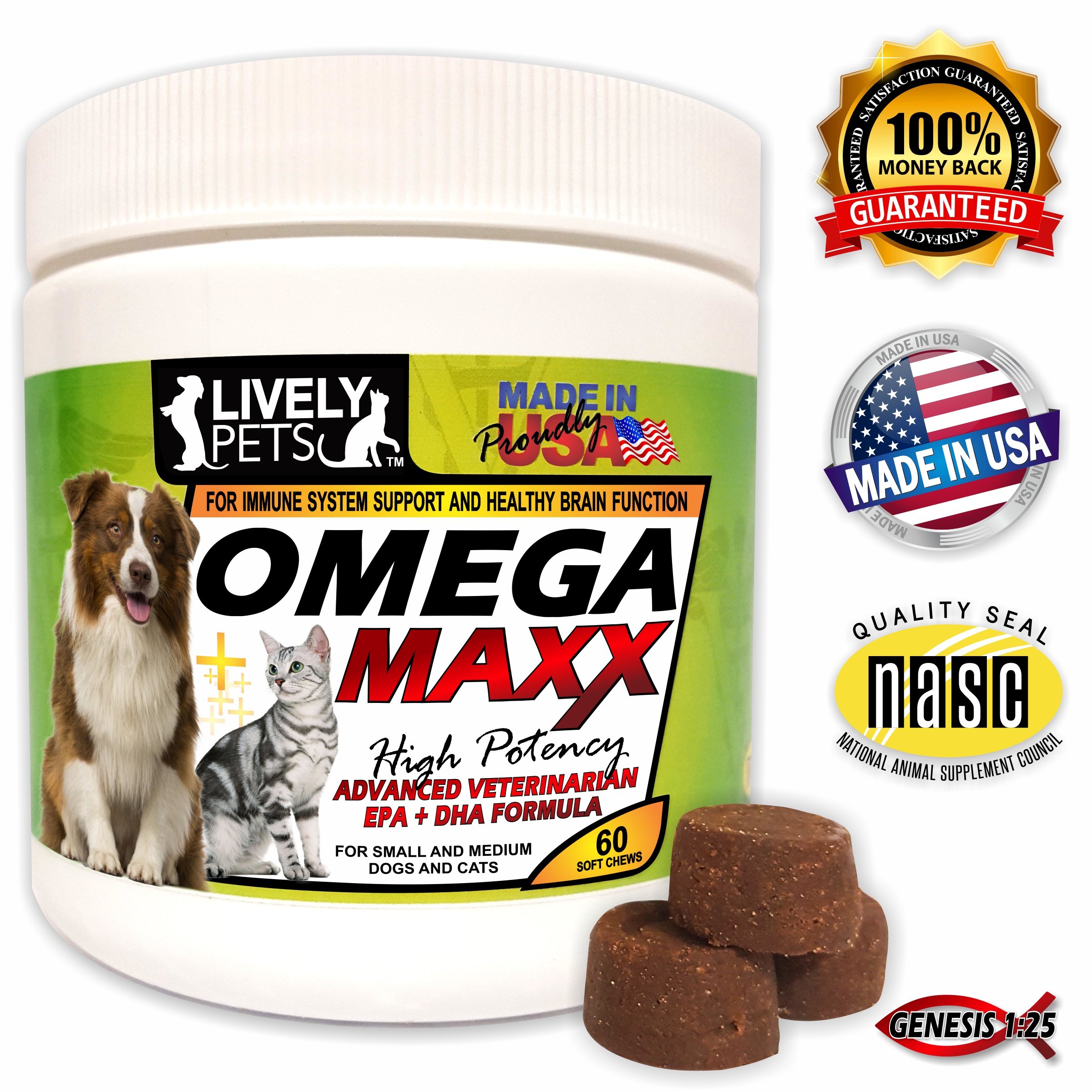 Omega Maxx Soft Chews Daily Dog Vitamins and Supplements for Total