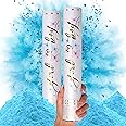 PrimePure Gender Reveal Confetti Cannon - Biodegradable Powder Cannons Smoke Bomb - Blue 2 Pack - Party Poppers Confetti Popper Shooter for Baby Boy Gender Reveal