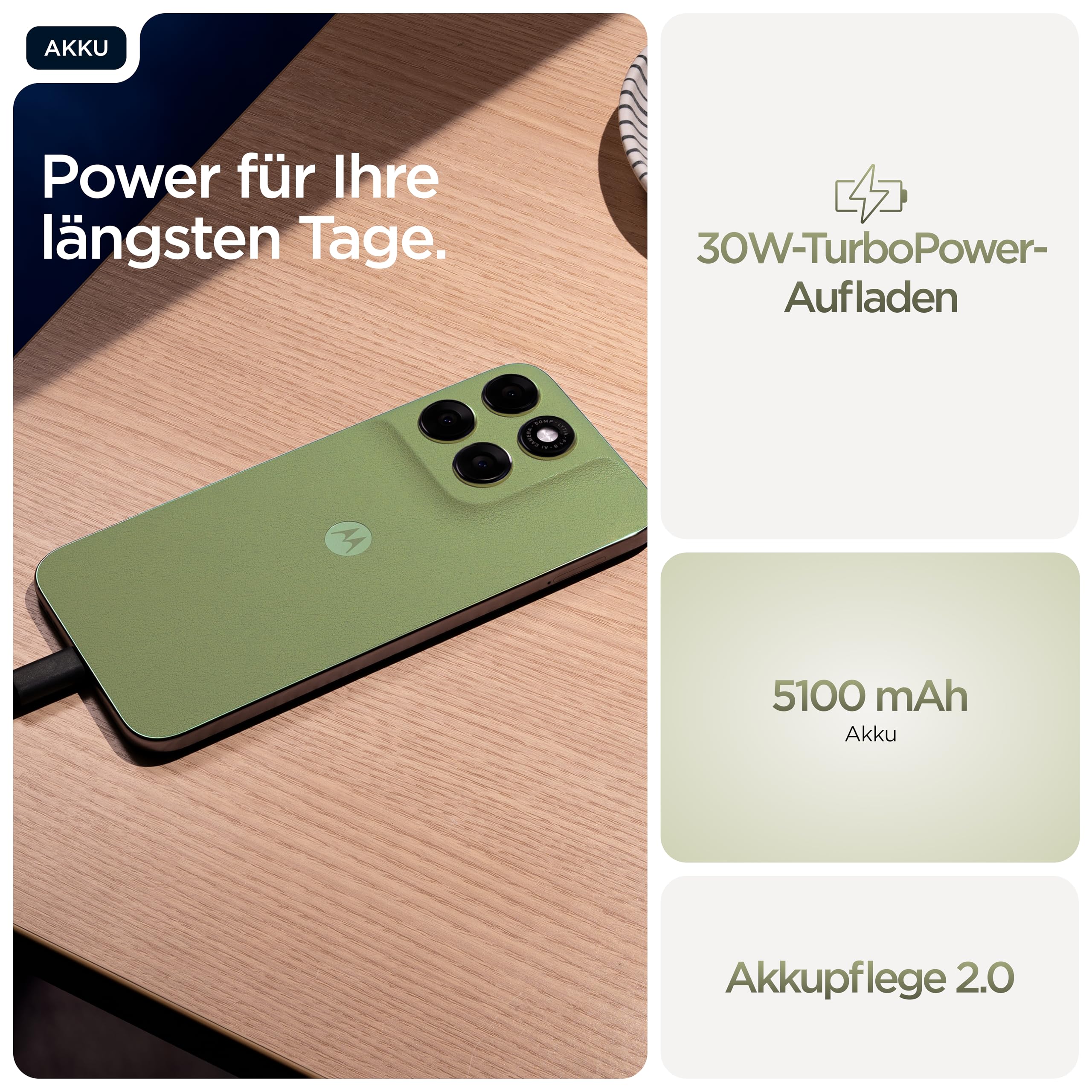 Motorola Moto g67 5G Smartphone (6,78“-Super-HD-Display mit Corning Gorilla Glas 7i, Sturz- und Kratzschutz, 50-MP-Kamera, 4/256 GB, 5100 mAh, Android 16) Pantone Nile 6