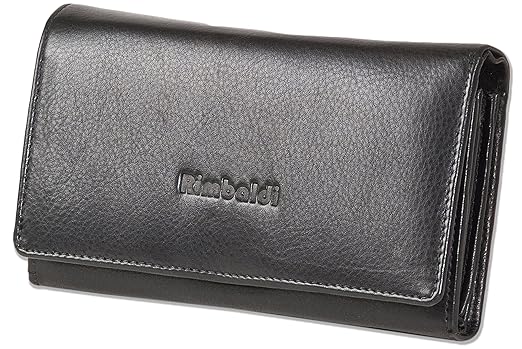 Rimbaldi® Damengeldbörse mit besonders viel Platz aus naturbelassenem Rindsleder in Schwarz, Schwarz