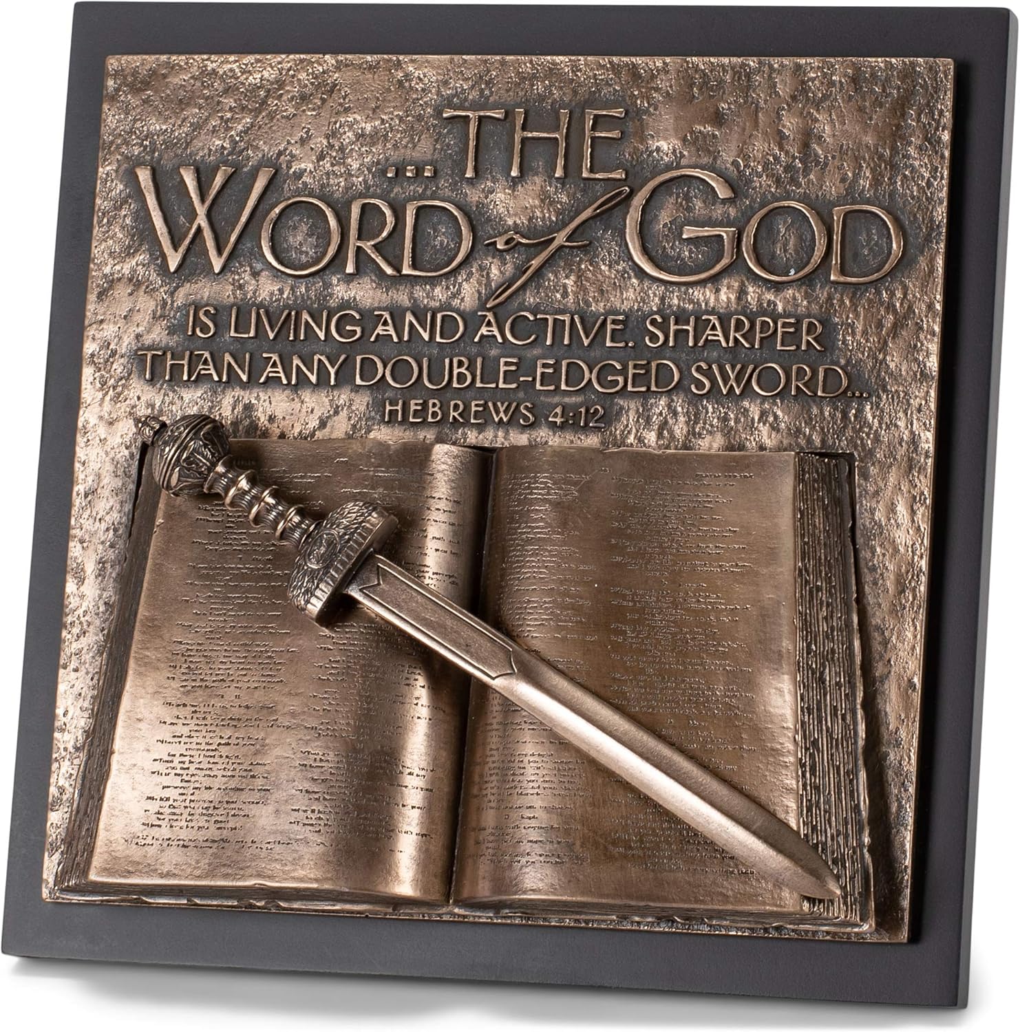 Lighthouse Christian Products Word of God Hammered Bronze Tone 8.75 x 8.75 Cast Stone Sculpture Plaque