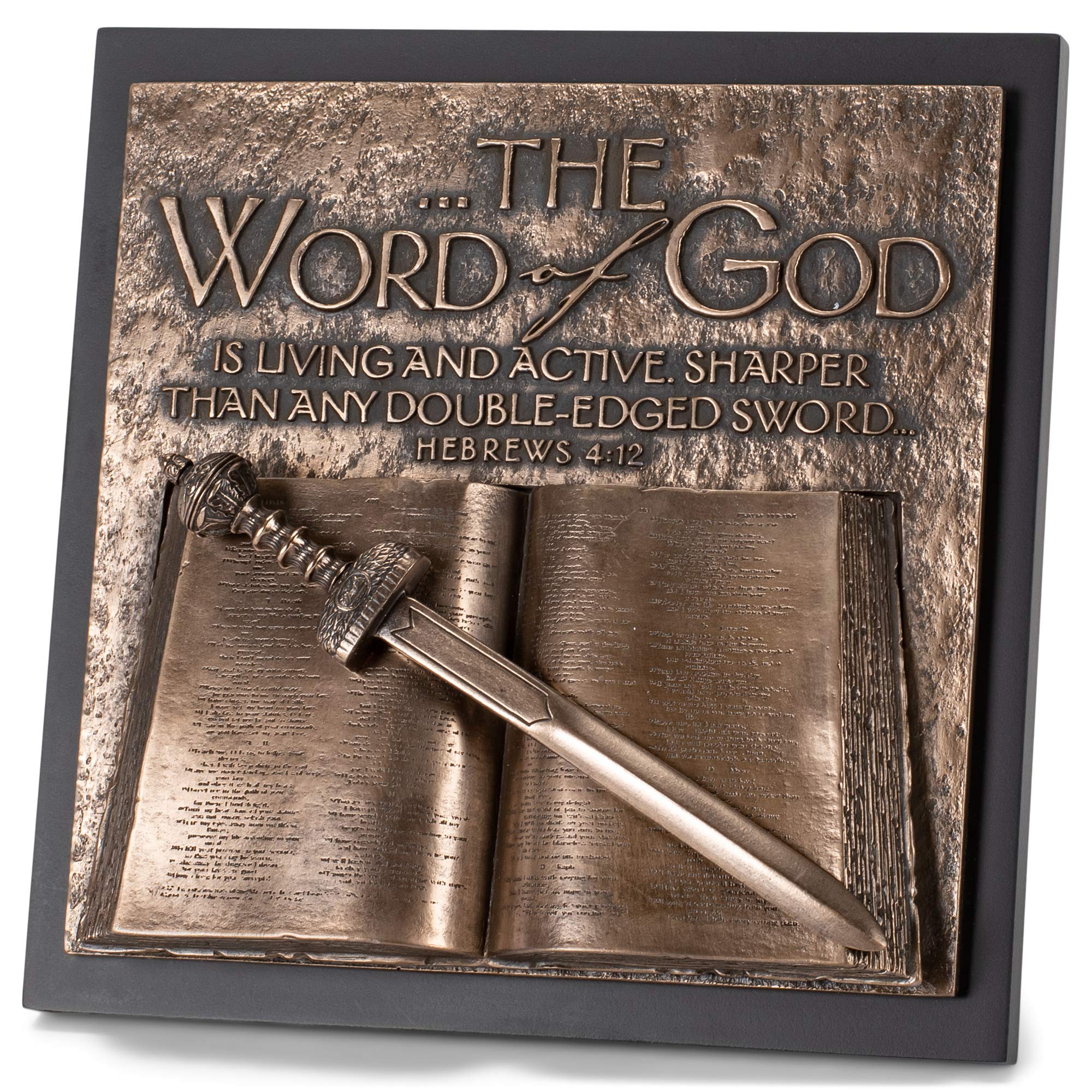 Lighthouse Christian Products Word of God Hammered Bronze Tone 8.75 x 8.75 Cast Stone Sculpture Plaque