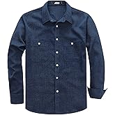 JOGAL Mens Poncho Shirts Long Sleeve Casual Button Down Work Shirt with Two Pockets