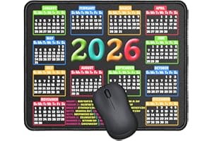 RMYMPMYX Mouse Pad with Stitched Edge, Computer Mouse Mat with Non-Slip Rubber Base, Mouse Pads for Computers Laptop Mouse 9.6x7.9x0.1 inch, (2026 Calendar Black)
