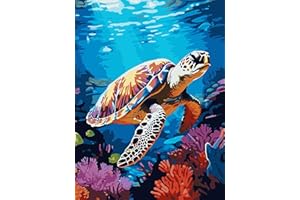Meothan Sea Turtle Paint by Number Kits for Adults, DIY Turtle Painting Art by Numbers Kits, Paint by Numbers for Adults Beginner Kids, Home Wall Decor Gifts Arts Craft12X16 Inch