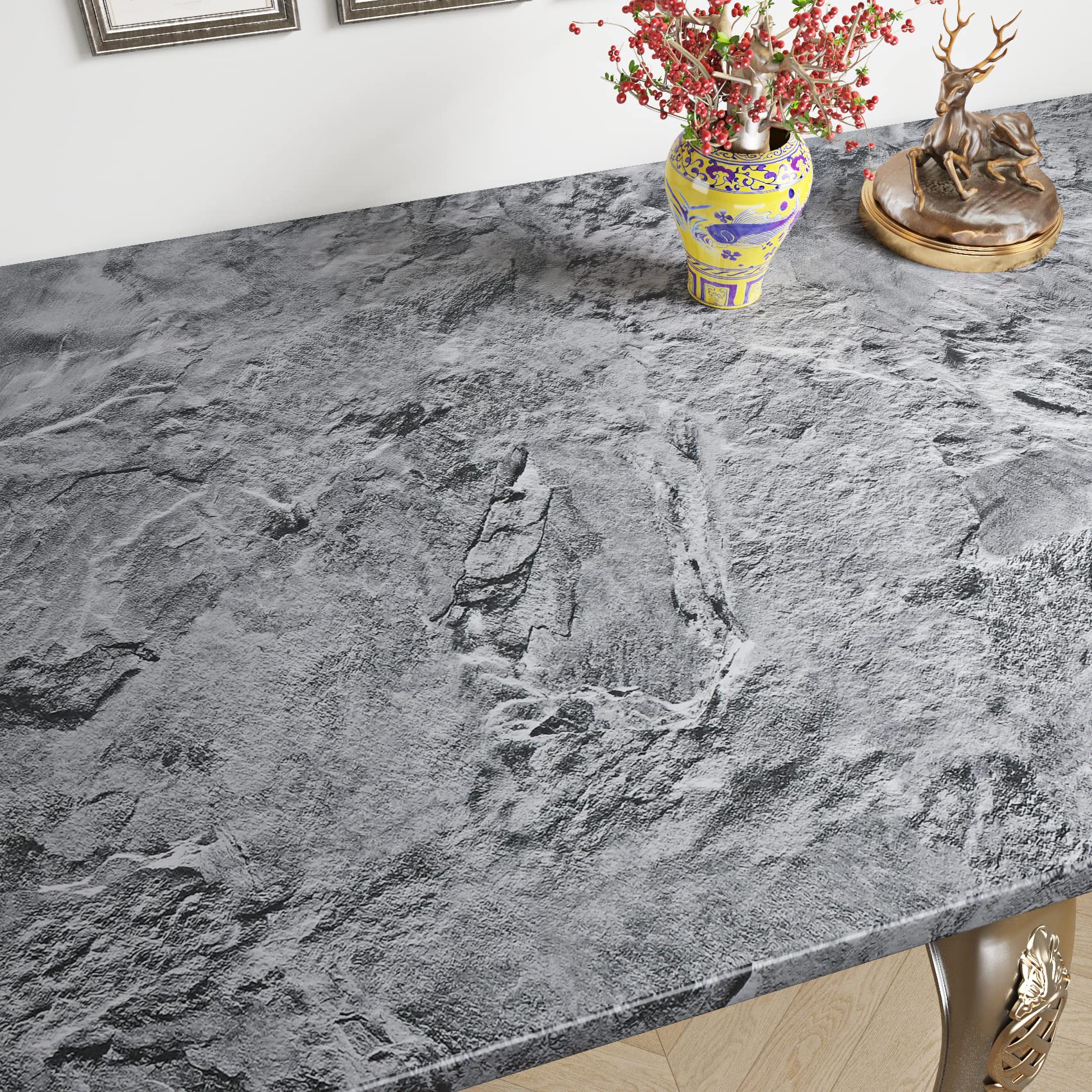 FunStick 40CM×6M Grey Marble Effect Wallpaper Granite Marble Wallpaper Marble Peel and Stick Vinyl Kitchen Worktop Covering Grey Marble Sticky Back Plastic Table Bathroom Grey Stone Effect Vinyl Wrap