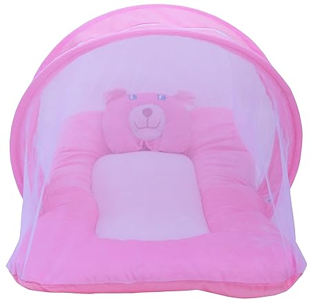 Amardeep and Co Toddler Polyester Mattress With Mosquito Net (Pink)