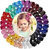 DED 30pcs Sparkly Hair Bows Clips 4 inch Glitter Sequin Bow Alligator Clips Baby Hair Accessories for Baby Girls Children Kids(15 Pair)