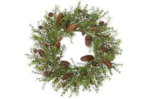 SGGVECSY 22’’ Artificial Christmas Wreath Pine Wreath for Front Door with Pine Needles Pinecones Red Pip Berries Christmas Decorations for Winter Farmhouse Wall Indoor Outdoor Home Holiday Xmas Decor