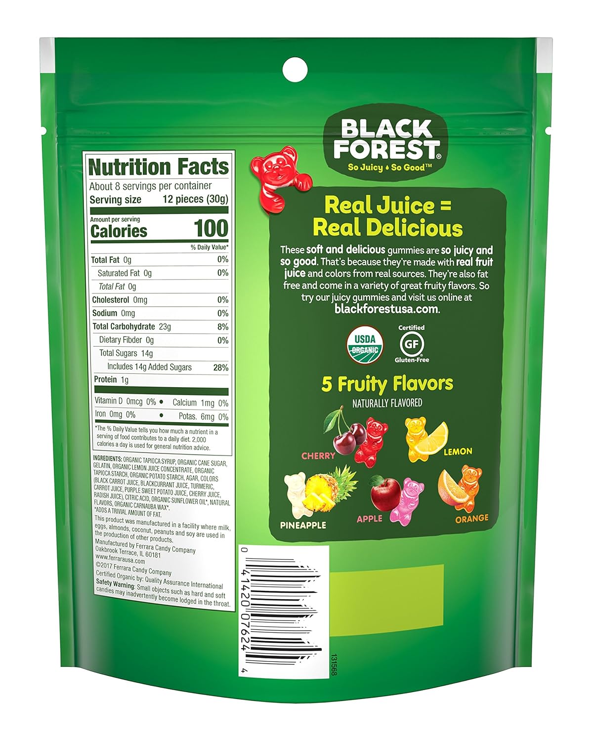 Black Forest Organic Gummy Bears Candy, 8 Ounce, Pack of 6 : Grocery & Gourmet Food