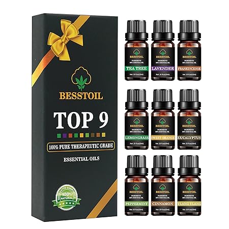 Ätherische Öle Set von TOP9, aromatisches Aromatherapie Duftöl Geschenkset mit 100% Aromatherapie