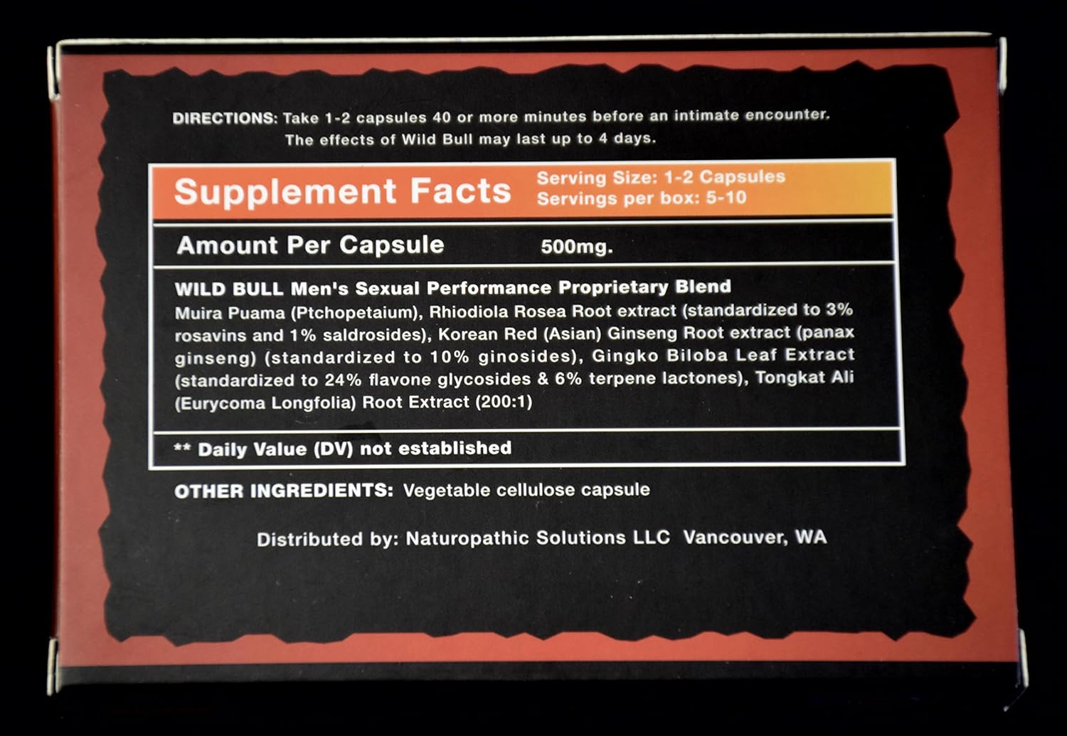 Wild Bull All Natural Amplifier (40 Capsules) ~ Buy 3 Packs GET 1 Free by Naturopathic Solutions LLC: Health & Personal Care