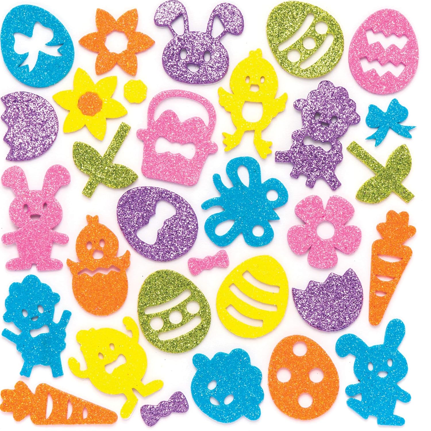 Baker Ross Easter Glitter Foam Stickers (Pack of 100) Embellishments
