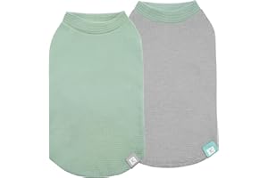 KYEESE 2Pack Dog Shirts Waffle for Small Dogs Stretchy Pet T-Shirts Lightweight Dog Tank Top Sleeveless Dogs Vest Breathable, Large, Green+Grey