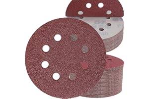 ZUYUEE 40PCS 5 Inch Sanding Discs 40 Grit,8-Hole Sand Paper,Sandpaper for Orbital Sanders