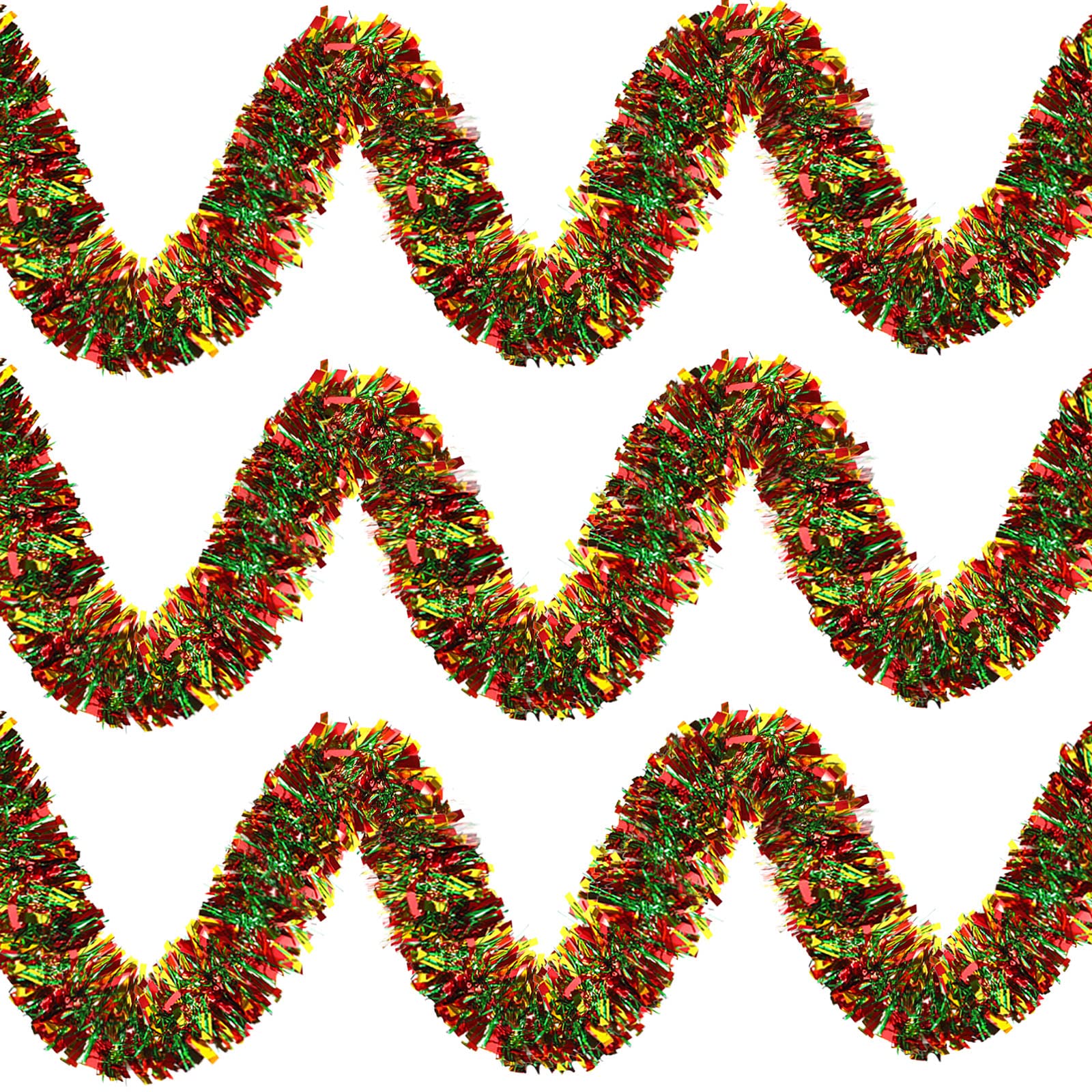 Syhood 52.5 ft Christmas Tinsel Garland Metallic Tinsel Twist Garland Mixed Color Hanging Foil Glittering Decoration for Xmas Tree Indoor Outdoor Home Party Supply(Mixed Red, Green, Gold)