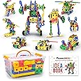 PicassoTiles STEM Learning Toys 201 Piece Building Block Kids Construction Engineering Kit Toy Blocks Children Early Education Playset w/Free IdeaBook, Power Drill, Clickable Ratchet, Age 3+ PTN201