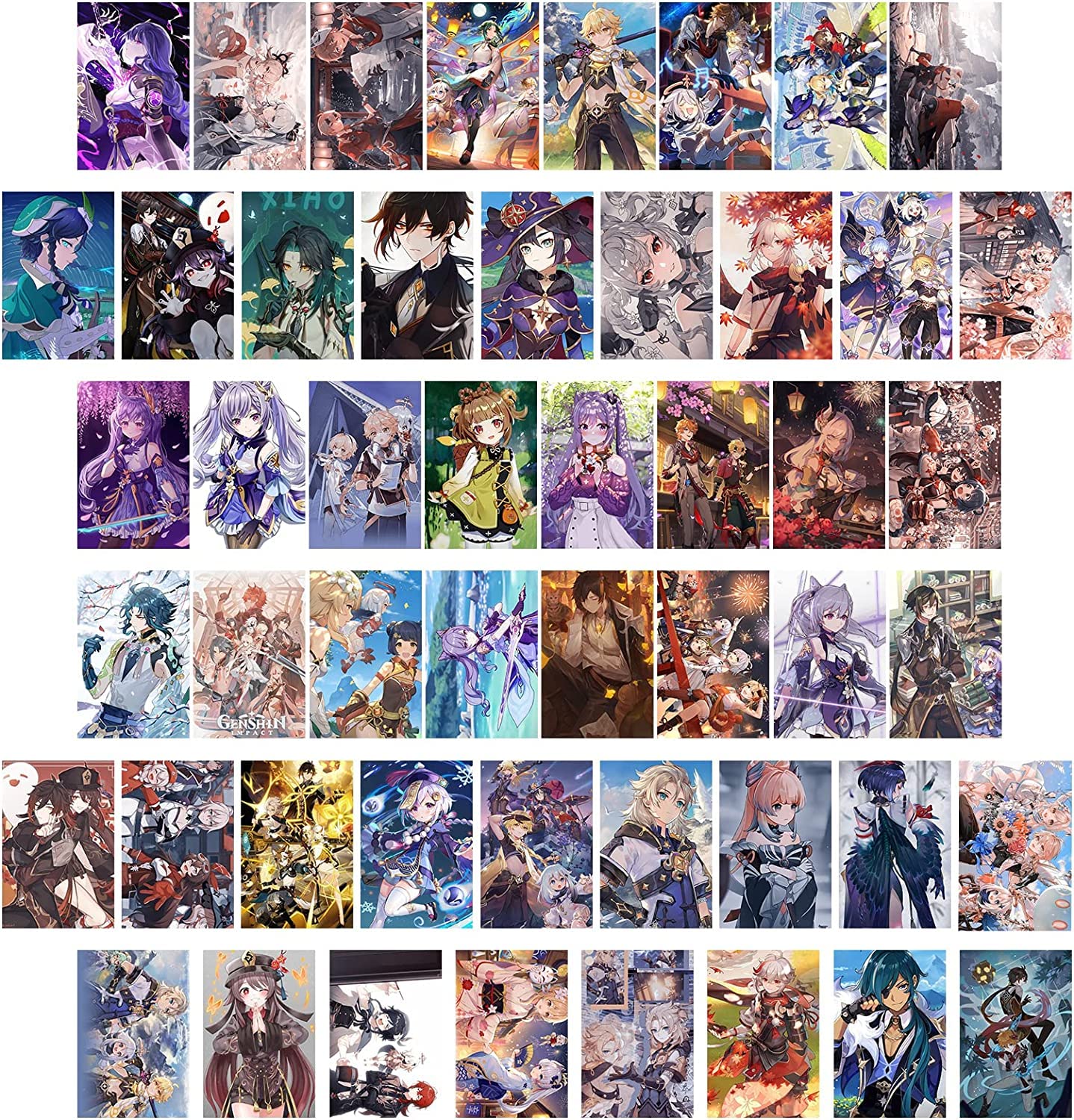 ZPPLD 50pcs Genshin Impact Wall Collage Kit,Genshin Impact Poster,Anime Collage Kit for Wall Aesthetic,Anime Poster,Animes Posters Dorm Decor Photo Collection Bedroom Decor for Animes Lovers (D)