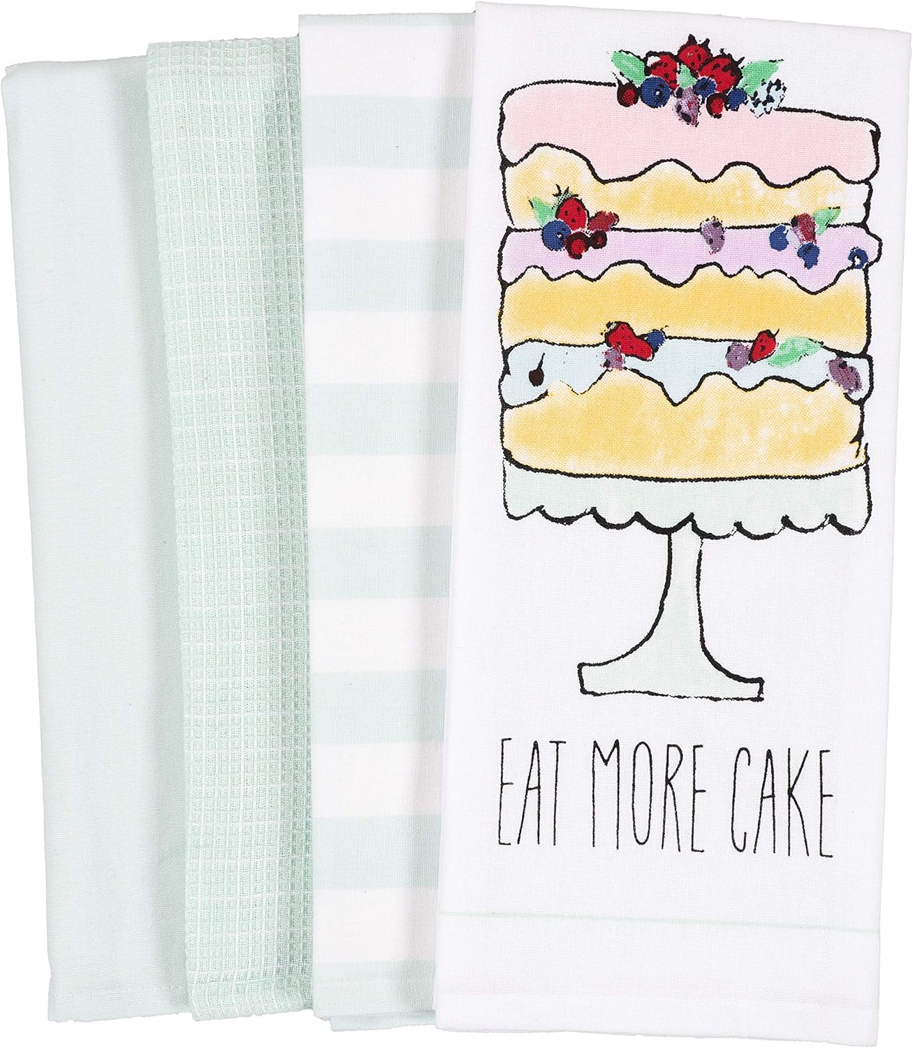 KAF Home Pantry Eat More Cake Kitchen Dish Towel Set of 4, 18 x 28-Inch