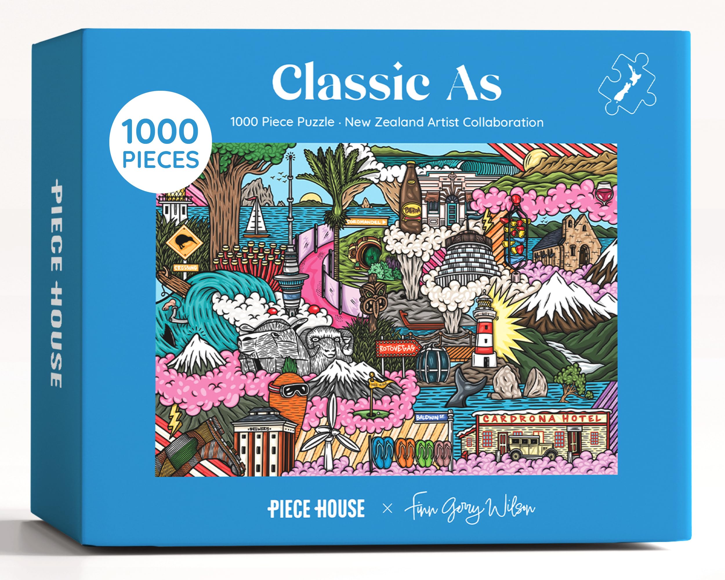 PieceHouse Jigsaw Puzzle for Adults 1000 Pieces | New Zealand Road Trip | Artist Finn Gerry Wilson | Premium Quality, Vibrant and Unique Design | Relaxing & Challenging Puzzle Experience