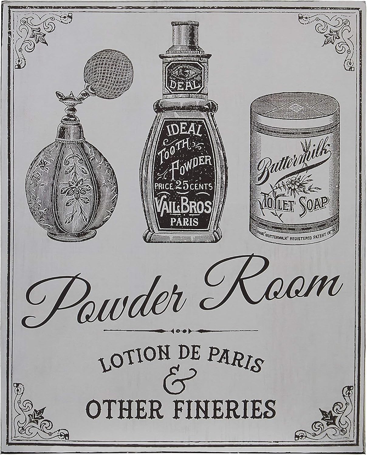 Premier Housewares 2800765 Powder Room Wall Plaque - Grey 1x20x25 cm