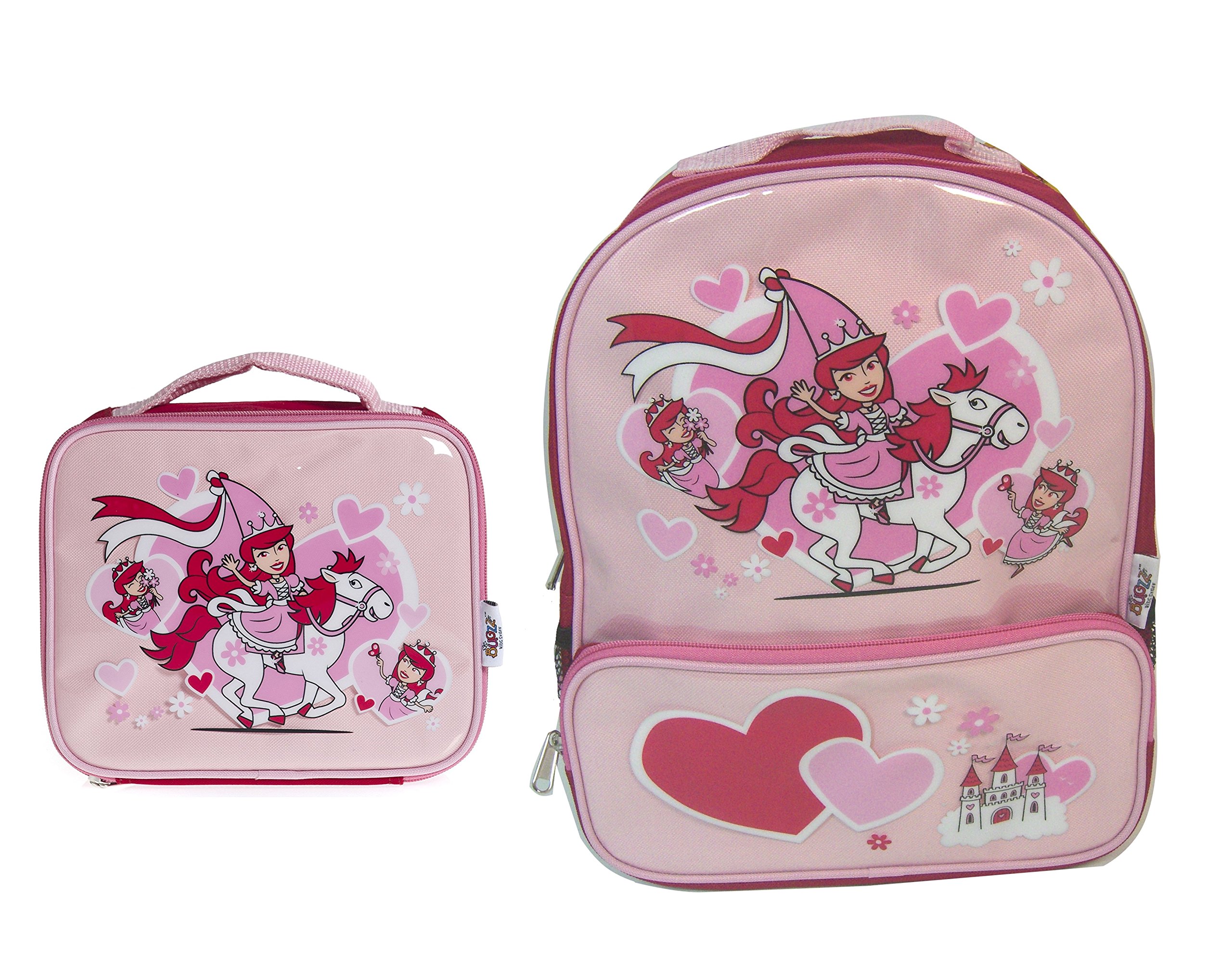 Bugzz Kids Stuff Children's School Bag Set - Backpack and Lunch Bag (Princess)