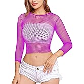 Lemon Girl Women's Fishnet Long Sleeve Crop Top Mini Lingerie Mesh Babydolls Chemises Nightwear One Size