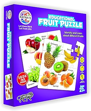 Ratnas Educational Fruit Jigsaw Puzzle for Kids to Enhance Their Knowledge About Fruit and Teach Your Kids About Fruits. This is a 8-10-12-14 Pieces Puzzle