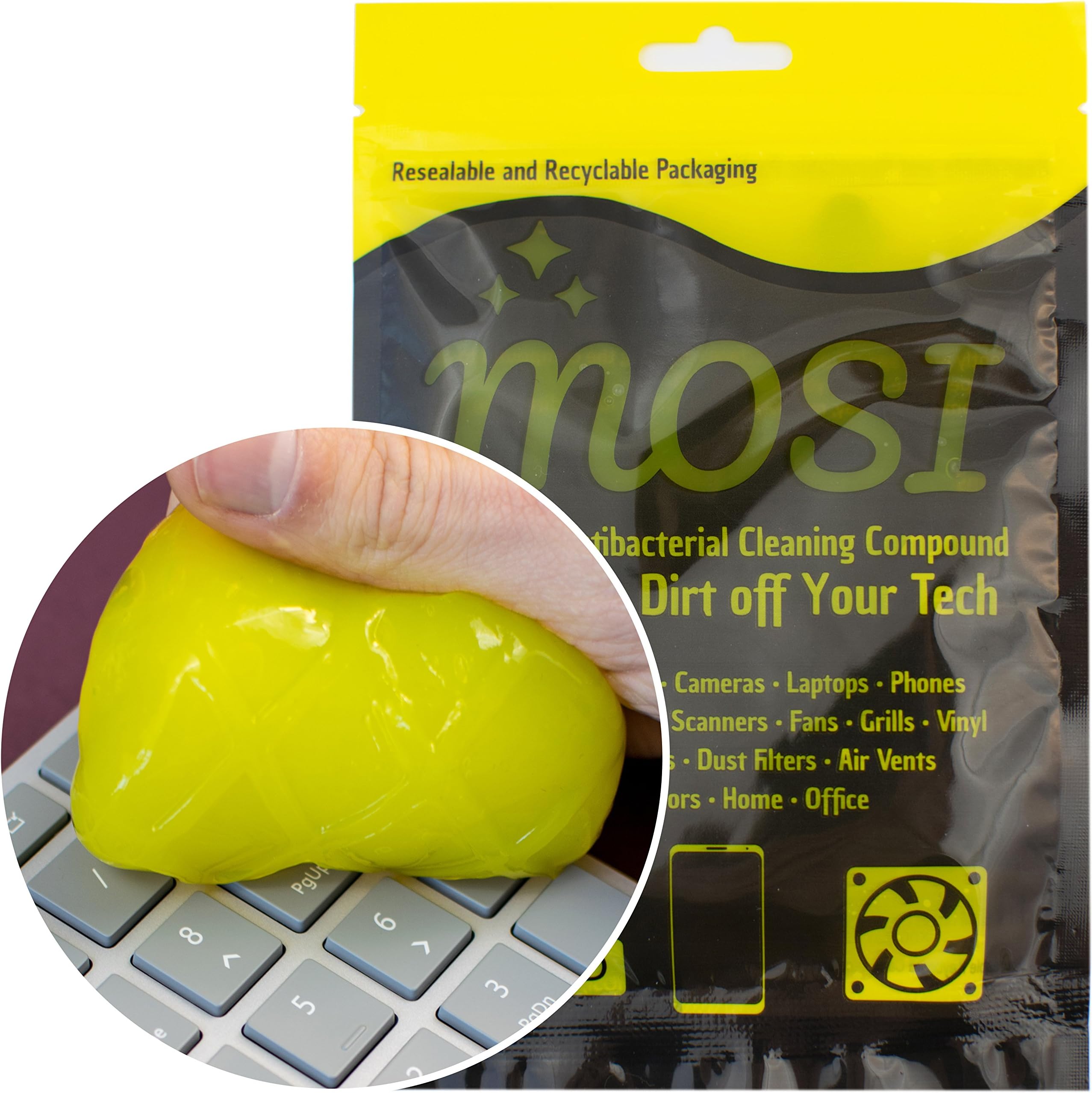 Reusable Putty Cleaner for tech, Computers, Keyboards, Cameras, Phones, laptops, Tablets, Speakers, Grills, Fans, Vinyl, Remote Controls and More