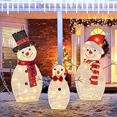 ATDAWN Light Up Snowman, hristmas Yard Decoration, 60 LEDs Lighted Snowman Christmas Decoration, Indoor Outdoor Lighted Snowman for Christmas Holiday Lighted Yard Display