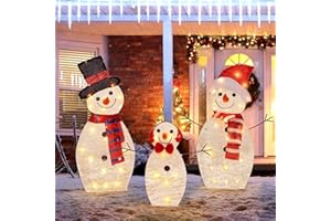 ATDAWN Light Up Snowman, hristmas Yard Decoration, 60 LEDs Lighted Snowman Christmas Decoration, Indoor Outdoor Lighted Snowman for Christmas Holiday Lighted Yard Display