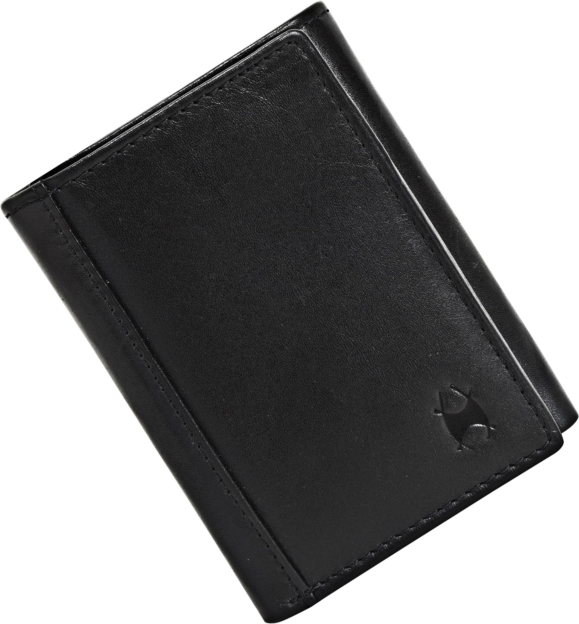 Black Genuine Leather Men's Wallet Trifold